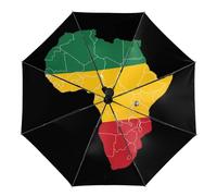 SMAZDFXX Parapluie pliable 3 plis, motif carte de l'Afrique, reggae, rasta, coupe-vent, léger, pour voyage et pluie
