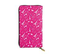 SMAZDFXX Paris Eiffel Tower Butterfly Pink Leather Wallet Personalized Handbag for Women Birthday Anniversary Valentines Gift 4.13 x 7.48 inches