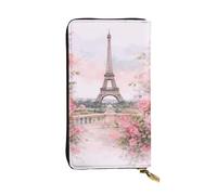 SMAZDFXX Paris Eiffel Tower with Flowers Leather Wallet Personalized Handbag for Women Birthday Anniversary Valentines Gift 4.13 x 7.48 inches