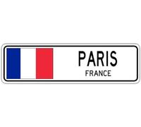 SMAZDFXX Paris, France Plaque de rue Drapeau français Ville Route de campagne Wall Street Plaque 4x16 pouces, Tinsign4x16a6357