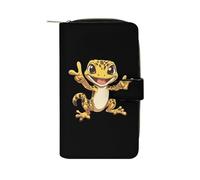 SMAZDFXX Peace Leopard- Geckoes Leather Wallet Purse Holder with ID Window Long Coin Clutch for Men Women