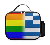 SMAZDFXX Petit sac à lunch isotherme réutilisable avec drapeau LGBT et gay de la Grèce, idéal pour les pique-niques, les voyages ou le bureau