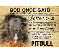 SMAZDFXX Pit Bull God Created The Pitbull Dog Metal Sign Metal Poster Wall Art 8X12 pouces