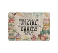 SMAZDFXX Plaque en métal 20 x 30 cm - Il était une fois, je voulais ouvrir une boulangerie, Girl Baking Art - Affiche, plaque en métal, pour boulangerie, restaurants, décoration murale