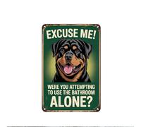 SMAZDFXX Plaque en métal vintage représentant un Rottweiler, « Excusez-moi ! », décoration murale pour salle de bain, cuisine, bar, dortoir, 20,3 x 30,5 cm.
