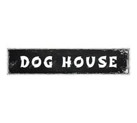 SMAZDFXX Plaque en tôle représentant une niche pour chien, style vintage, décoration murale pour maison, ferme, bar, café, clôture, cour, 10 x 40 cm