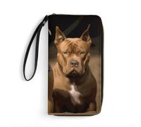 SMAZDFXX Portefeuille en Cuir avec Fermeture éclair pour Chien Pitbull, Pochette de Voyage Souple et Longue pour Femme