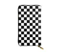 SMAZDFXX Portefeuille en Cuir imprimé à Carreaux Noirs et Blancs avec 12 emplacements pour Cartes de crédit et 3 Pinces à Billets - Pochette Longue pour Hommes et Femmes, VF7GNJE3C371
