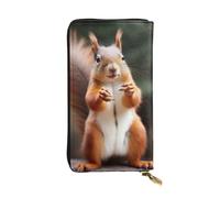 SMAZDFXX Portefeuille en Cuir imprimé Animal drôle d'écureuil avec 12 Porte-Cartes de crédit et 3 Pinces à Billets - Pochette Longue pour Hommes et Femmes, VF7GNJE3C371