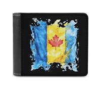 SMAZDFXX Portefeuille en Cuir imprimé Aquarelle avec Drapeau de l'Ukraine et du Canada pour Homme, avec Carte d'identité, Poche Avant à Deux Volets, Porte-Monnaie Fin, Pince à Billets