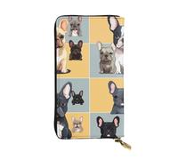 SMAZDFXX Portefeuille en Cuir imprimé Bouledogue français avec 12 Porte-Cartes de crédit et 3 Pinces à Billets - Pochette Longue pour Hommes et Femmes, VF7GNJE3C371