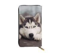 SMAZDFXX Portefeuille en Cuir imprimé Chien Husky avec 12 emplacements pour Cartes de crédit et 3 Pinces à Billets - Pochette Longue pour Homme et Femme, VF7GNJE3C371