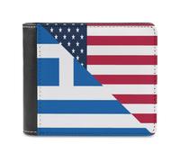 SMAZDFXX Portefeuille en Cuir imprimé Drapeau des États-Unis et de la Grèce pour Homme, Carte d'identité, Poche Avant à Deux Volets, Porte-Monnaie Fin avec Pince à Billets