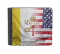SMAZDFXX Portefeuille en Cuir imprimé Drapeau des États-Unis et du Vatican pour Homme, avec Deux Volets, Poche Avant, Porte-Monnaie Fin et Pince à Billets