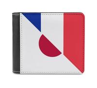 SMAZDFXX Portefeuille en Cuir imprimé Drapeau France et Japon pour Homme, avec Deux Volets, Poche Avant, Porte-Monnaie Fin et Pince à Billets