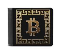 SMAZDFXX Portefeuille en Cuir imprimé Symbole Bitcoin pour Homme, avec Deux Volets, Poche Avant, Porte-Monnaie Fin et Pince à Billets