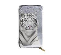 SMAZDFXX Portefeuille en Cuir imprimé Tigre Blanc dans la Neige avec 12 Porte-Cartes de crédit et 3 Pinces à Billets - Pochette Longue pour Homme et Femme, VF7GNJE3C371