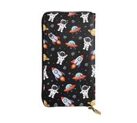 SMAZDFXX Portefeuille en Cuir personnalisé Motif fusée, planète Spatiale et Astronaute, idéal pour Un Cadeau d'anniversaire ou de Saint-Valentin (4,13 x 7,48 Pouces).