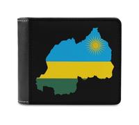 SMAZDFXX Portefeuille Fin à Deux Volets en Cuir PU pour Homme, Motif Drapeau du Rwanda, avec 6 emplacements pour Cartes et Pince à Billets