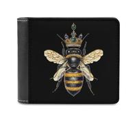 SMAZDFXX Portefeuille Fin à Deux Volets en Cuir PU pour Homme, Motif Queen and Cute Bees, avec 6 emplacements pour Cartes et Pince à Billets