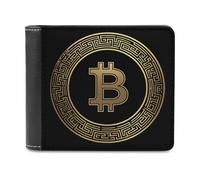 SMAZDFXX Portefeuille Fin à Deux Volets pour Homme, Symbole Bitcoin, en Cuir PU, avec 6 emplacements pour Cartes et Pince à Billets