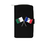 SMAZDFXX Portefeuille Fin et élé à Deux Volets avec Boucle, orné du Drapeau de l'amitié Franco-algérienne, pour Hommes et Femmes.