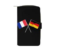 SMAZDFXX Portefeuille Fin et élé à Deux Volets avec Porte-Cartes et Boucle, orné des Drapeaux de l'amitié Franco-Allemande, pour Hommes et Femmes.