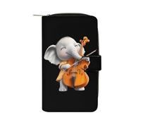 SMAZDFXX Portefeuille Fin et élé avec Boucle, orné d'un éléphant Mignon Jouant du Violoncelle, pour Hommes et Femmes.