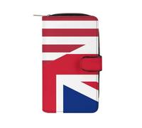 SMAZDFXX Portefeuille Long et Fin à Deux Volets avec Boucle, orné des Drapeaux américain et Britannique, pour Hommes et Femmes.