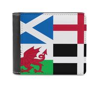 SMAZDFXX Portefeuilles Fins à Deux Volets pour Hommes, avec Drapeaux d'Écosse, d'Angleterre, du Pays de Galles et de Cornouailles. Élé Portefeuille de Poche Avant avec emplacements pour Cartes.
