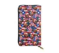 SMAZDFXX Pride Rooter and Ameican Puerto Rico Flag Leather Wallet Personalized Handbag for Women Birthday Anniversary Valentines Gift 4.13 x 7.48 inches