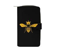 SMAZDFXX Queen Bee Leather Wallet Purse Holder with ID Window Long Coin Clutch for Men Women