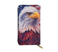 SMAZDFXX Red White Blue Art Eagle Print Leather Wallet Personalized Handbag for Women Birthday Anniversary Valentines Gift 4.13 x 7.48 inches