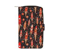 SMAZDFXX Redspace Rocket Leather Wallet Purse Holder with ID Window Long Coin Clutch for Men Women