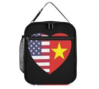SMAZDFXX Sac à déjeuner isotherme portable avec motif drapeau des États-Unis et du Vietnam, réutilisable, idéal pour le bureau ou le travail