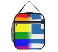 SMAZDFXX Sac à déjeuner isotherme portable et réutilisable avec drapeau LGBT et drapeau de la Grèce pour le bureau