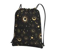 SMAZDFXX Sac à dos de sport à cordon avec éléments mystiques et astrologie dorée pour femmes et hommes