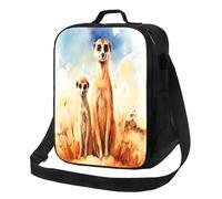 SMAZDFXX Sac à lunch isotherme avec bandoulière pour femme et homme, motif famille de suricates