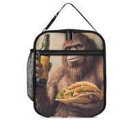 SMAZDFXX Sac à lunch isotherme portable motif Bigfoot Sasquatch avec bière et nourriture mexicaine, fourre-tout réutilisable pour le travail au bureau