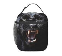SMAZDFXX Sac à lunch pour adulte, motif panthère, crocs, mâchoires, animal 3D, réglable, réutilisable, isotherme, pour homme et femme, pour pique-nique, bureau, 25,4 x 20,3 x 10,2 cm