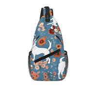 SMAZDFXX Sac bandoulière à imprimé floral pour chien Basset Hound, en diagonale, durable et confortable, idéal pour les voyages et le quotidien