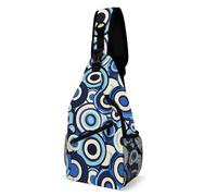 SMAZDFXX Sac bandoulière style moderne à motif œil maléfique et cercles géométriques, sac à dos décontracté, sac de poitrine pour hommes et femmes.