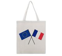 SMAZDFXX Sac cabas en toile imprimé drapeau France Europe UE, réutilisable, pour faire les courses, 38 x 40 cm
