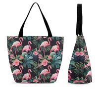 SMAZDFXX Sac cabas femme grande capacité à bandoulière, motif feuilles de palmier flamant rose - 1 Abeille d'été, pastèque et fraise. Sac à main élégant, idéal pour le shopping et le travail.