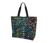 SMAZDFXX Sac cabas grande capacité pour femme Black7 à motif écailles de dragon, réutilisable, à bandoulière.