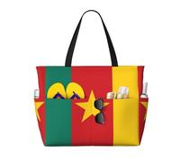 SMAZDFXX Sac de plage grande capacité à motif drapeau du Cameroun, sac fourre-tout pliable, idéal pour les voyages et le shopping.
