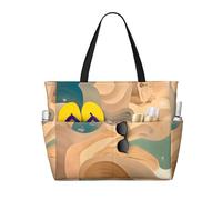 SMAZDFXX Sac de plage grande capacité à motif mystère Dunhuang, sac fourre-tout pliable, idéal pour les voyages et le shopping.