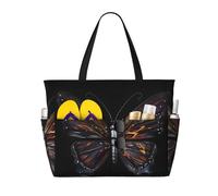 SMAZDFXX Sac de plage grande capacité à motif papillon mystère, sac fourre-tout pliable, idéal pour les voyages et le shopping.