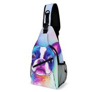 SMAZDFXX Sac de poitrine tendance, sac à bandoulière unisexe pour le voyage, petit sac à bandoulière, motif chien Pitbull