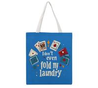 SMAZDFXX Sac fourre-tout en toile imprimée « Poker I Don't Even Fold My Laundry » réutilisable pour faire les courses, 38 x 40 cm